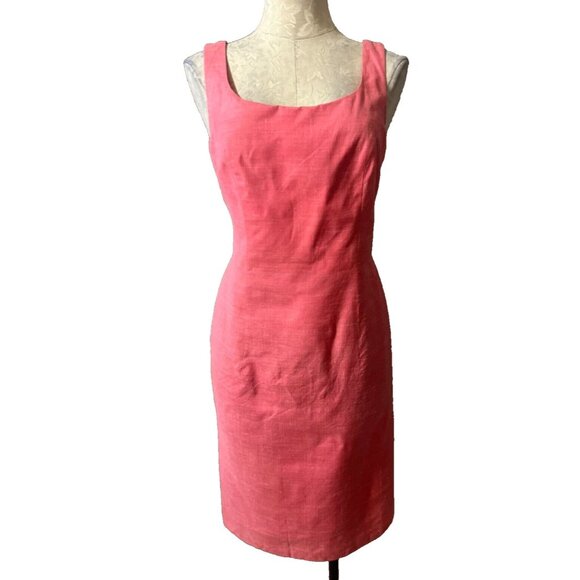 Escada Dress Rich Pink Berry 38 6 Silk Linen Sheath Sleeveless Career Church - Picture 1 of 6